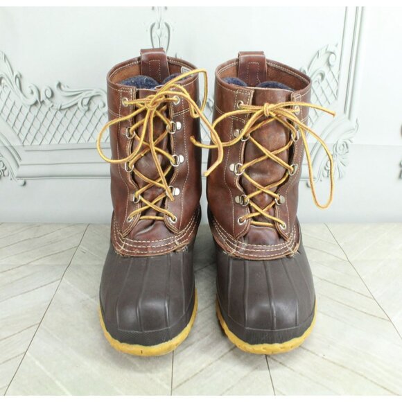 Vintage LL Bean Women's Brown Leather Lace Up Ankle Hunting Duck Boots Size 7 - Picture 5 of 9
